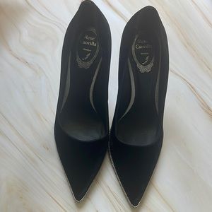 Stunning Rene Caovilla Black Velvet Heels (Very Good Condition)